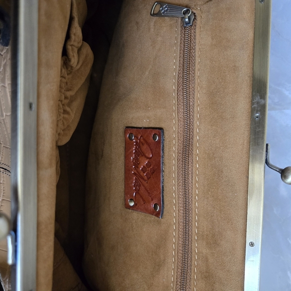 Patricia Nash Tan Crocodile-Embossed Satchel - Picture 5 of 10